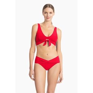 Robin Piccone AVA TWIST BIKINI BOTTOM Fiery‎ Red XS